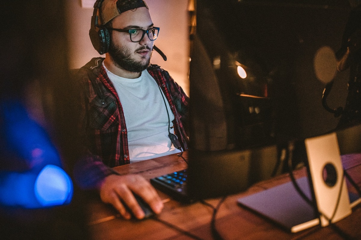 a man looking at social media online