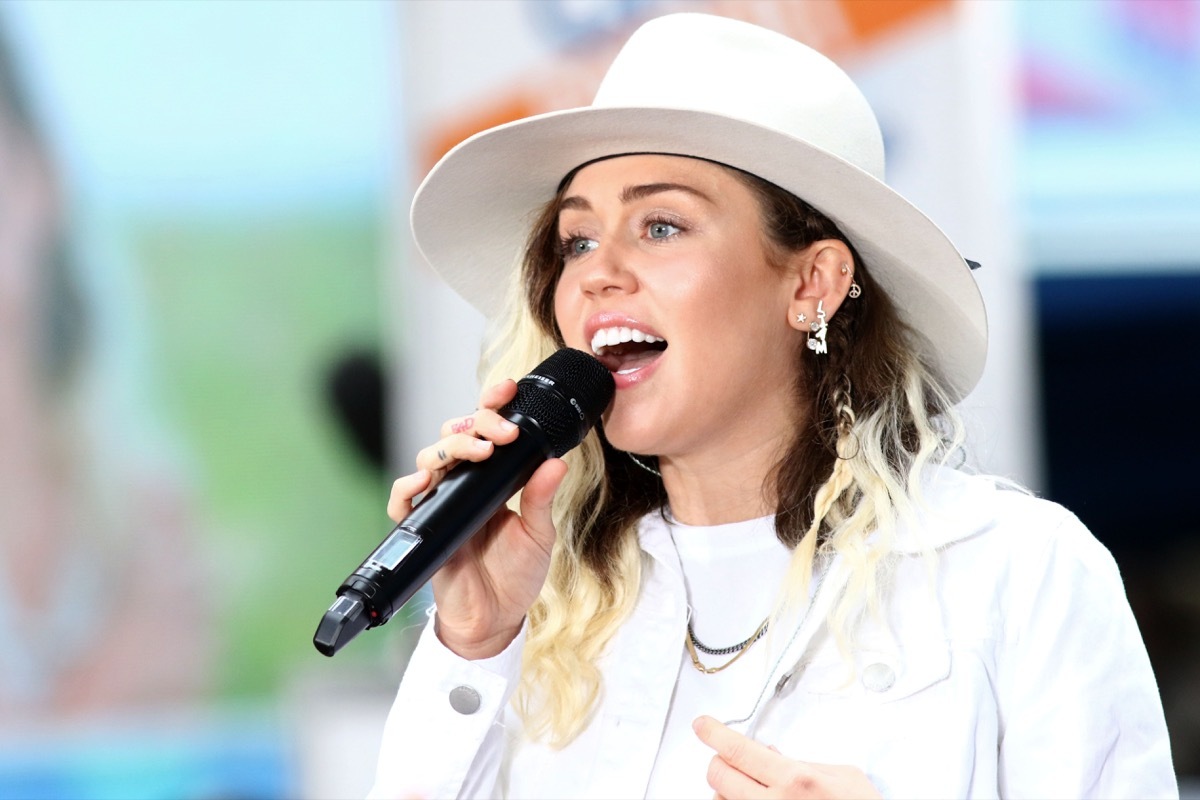 NEW YORK - May 26, 2017: Miley Cyrus performs on the NBC 