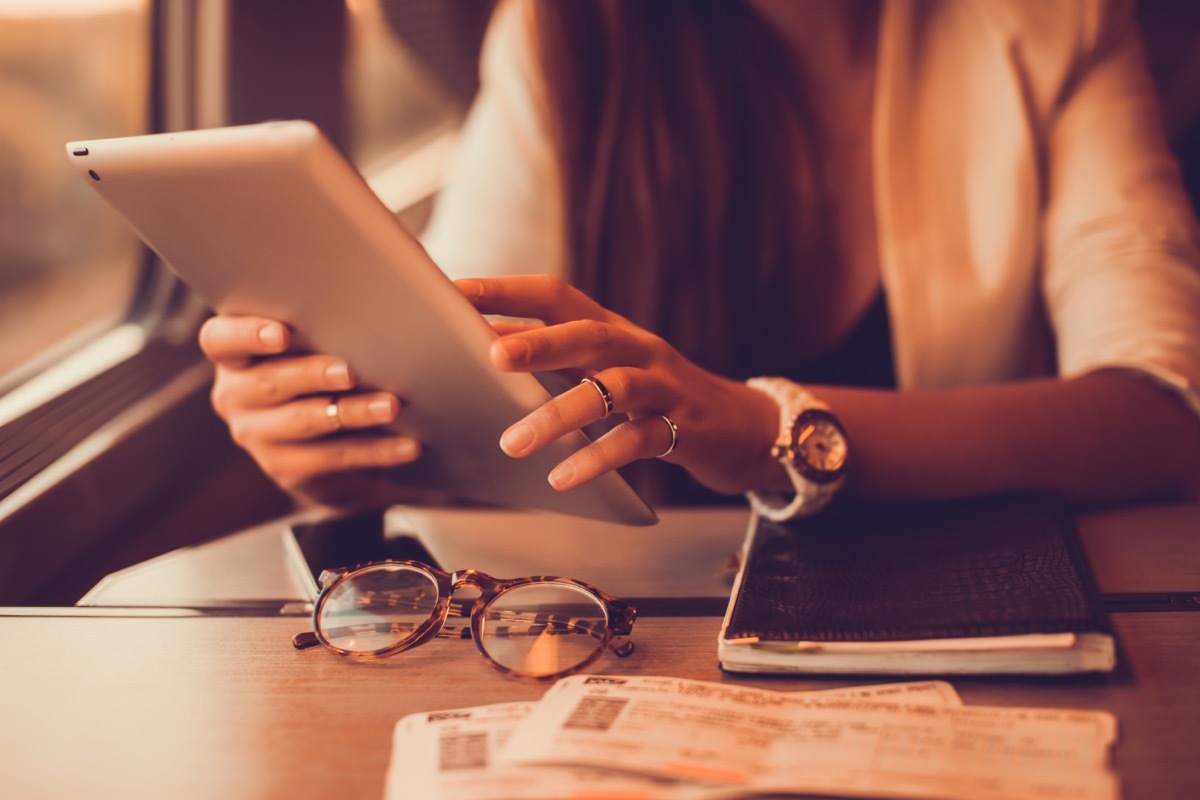 woman using ipad