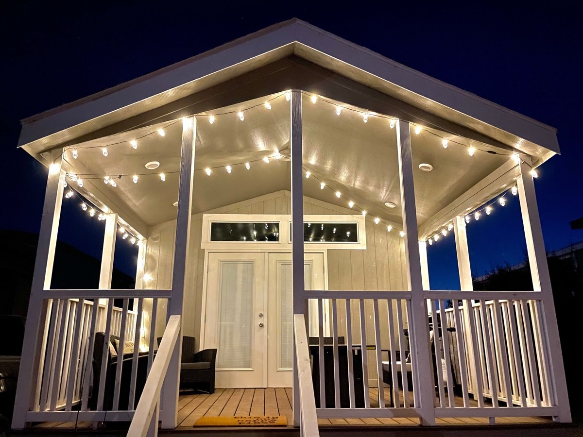 twinkle lights on front porch