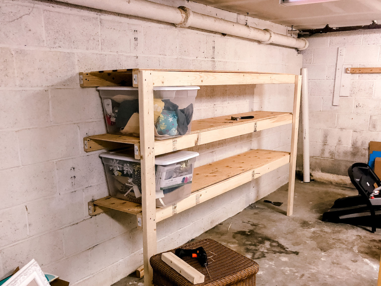 wooden garage shelves