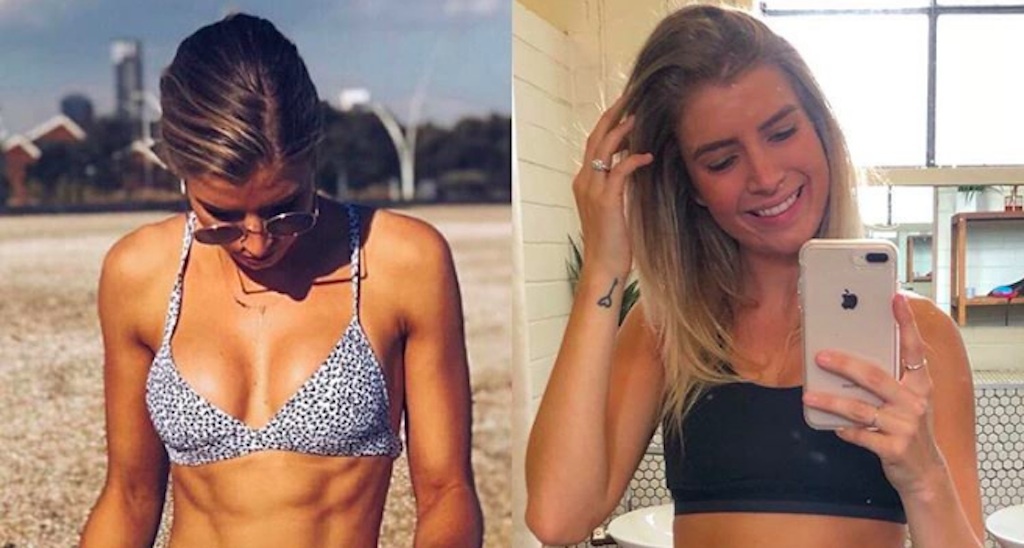 fitness influencer Beck Jackson posts before-after-photos of weight gain.