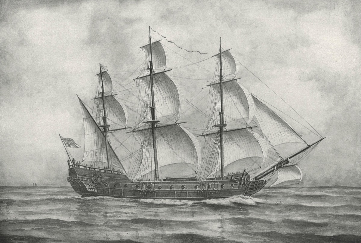 The Bonhomme Richard, Flagship of John Paul Jones during the American Revolution