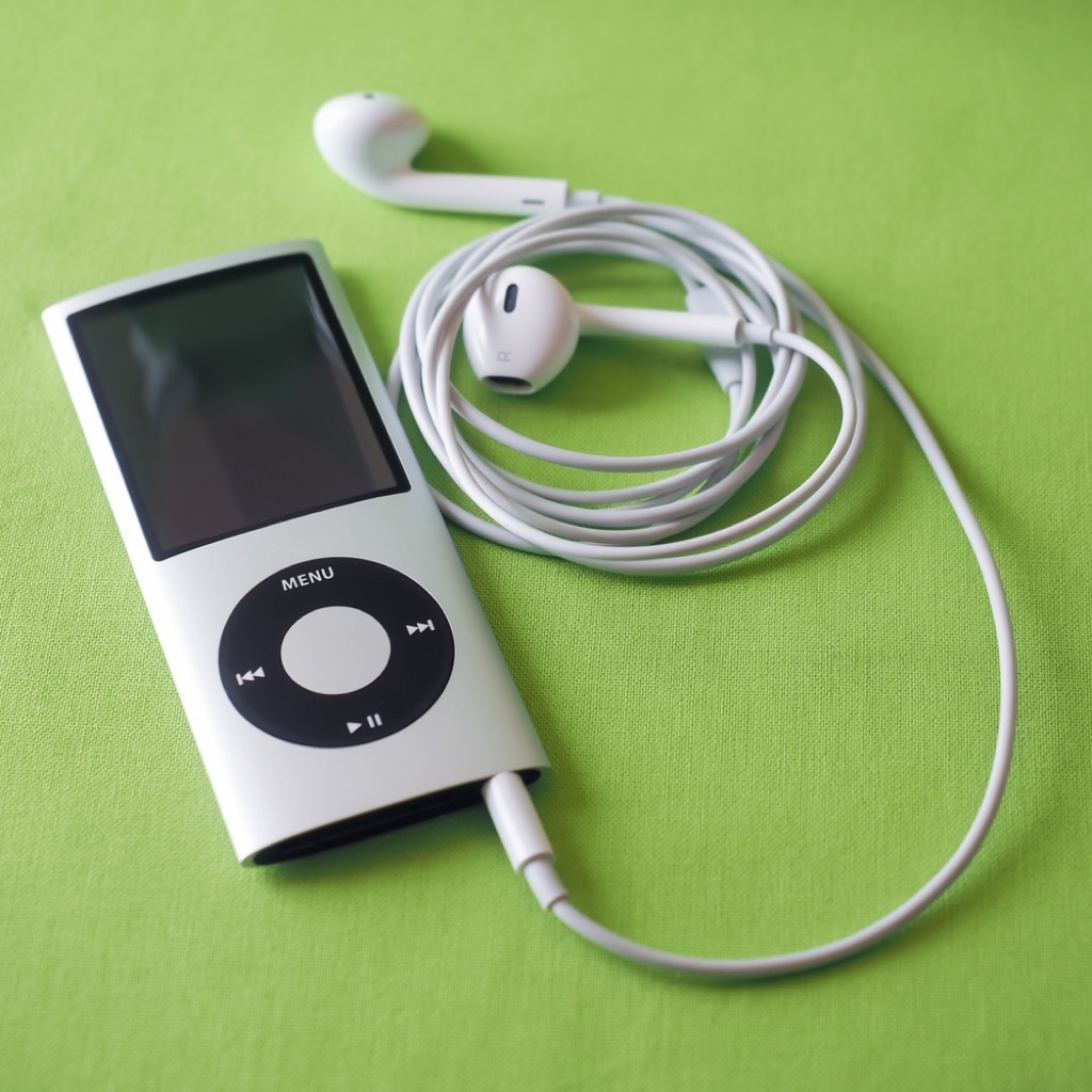 ipod nano on lime green background