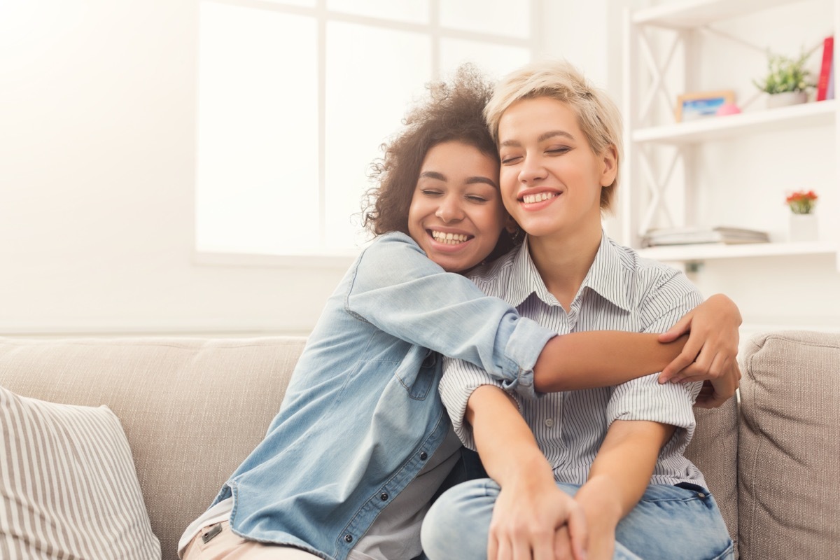 Two Friends Hugging