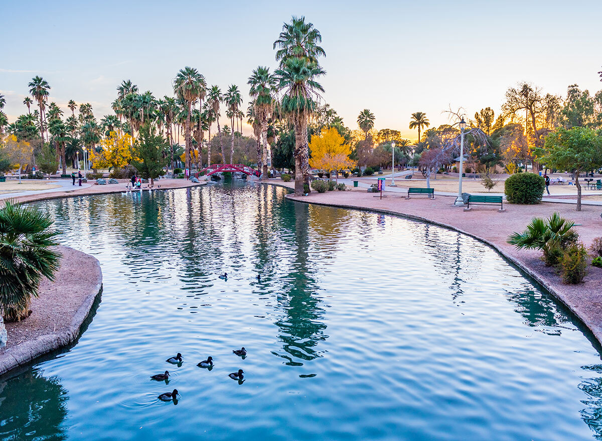 trees and water at encanto park phoenix arizona