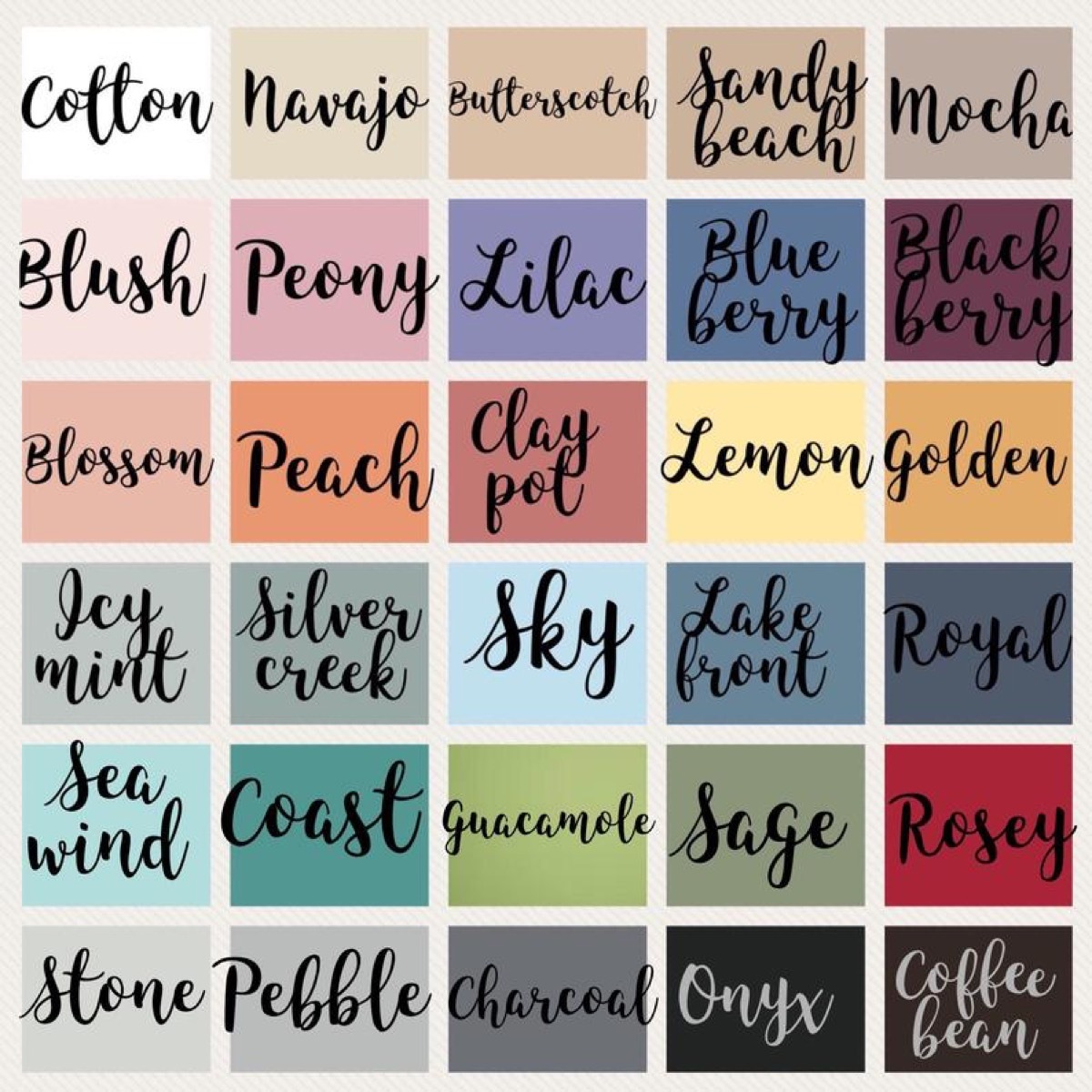 Chalk paint color samples