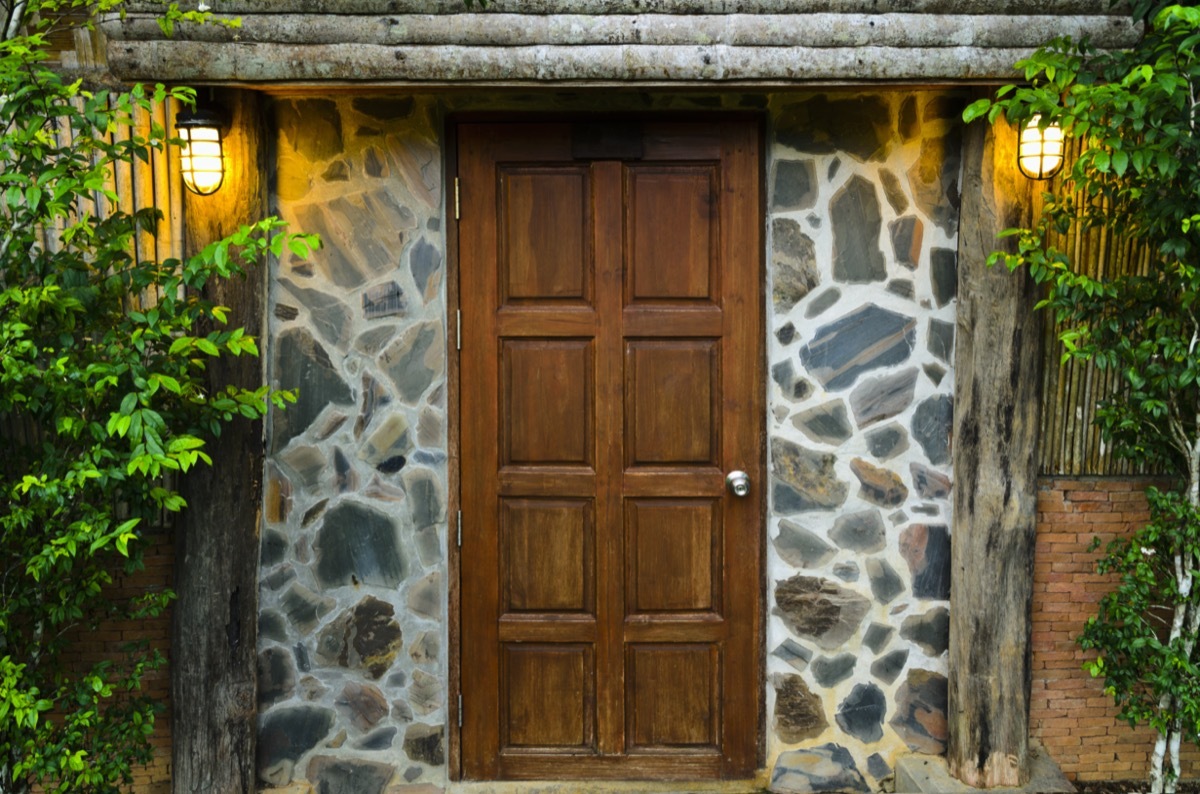 Front door at night