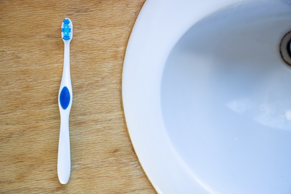 toothbrush on bathroom counter