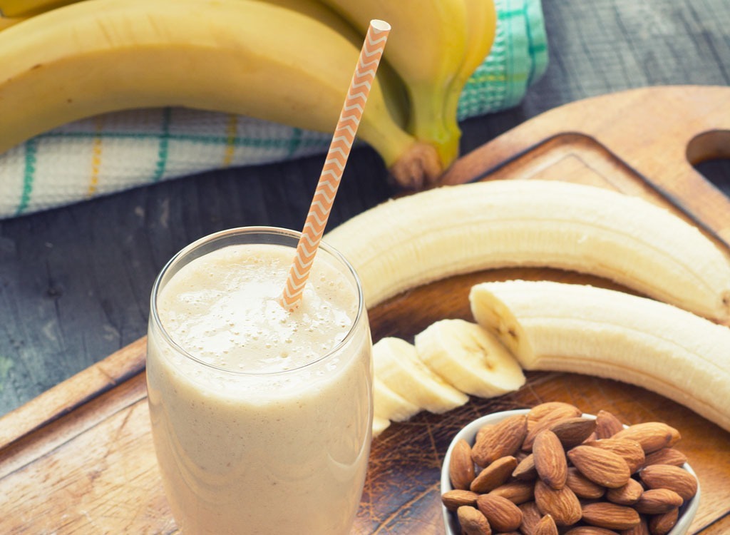 Banana almond protein shake smoothie