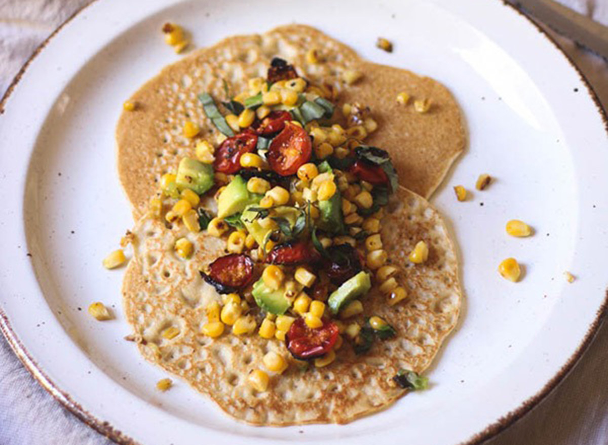 buckwheat pancakes with roasted tomato salsa