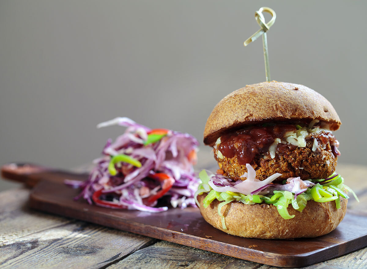 veggie burger broccoli slaw