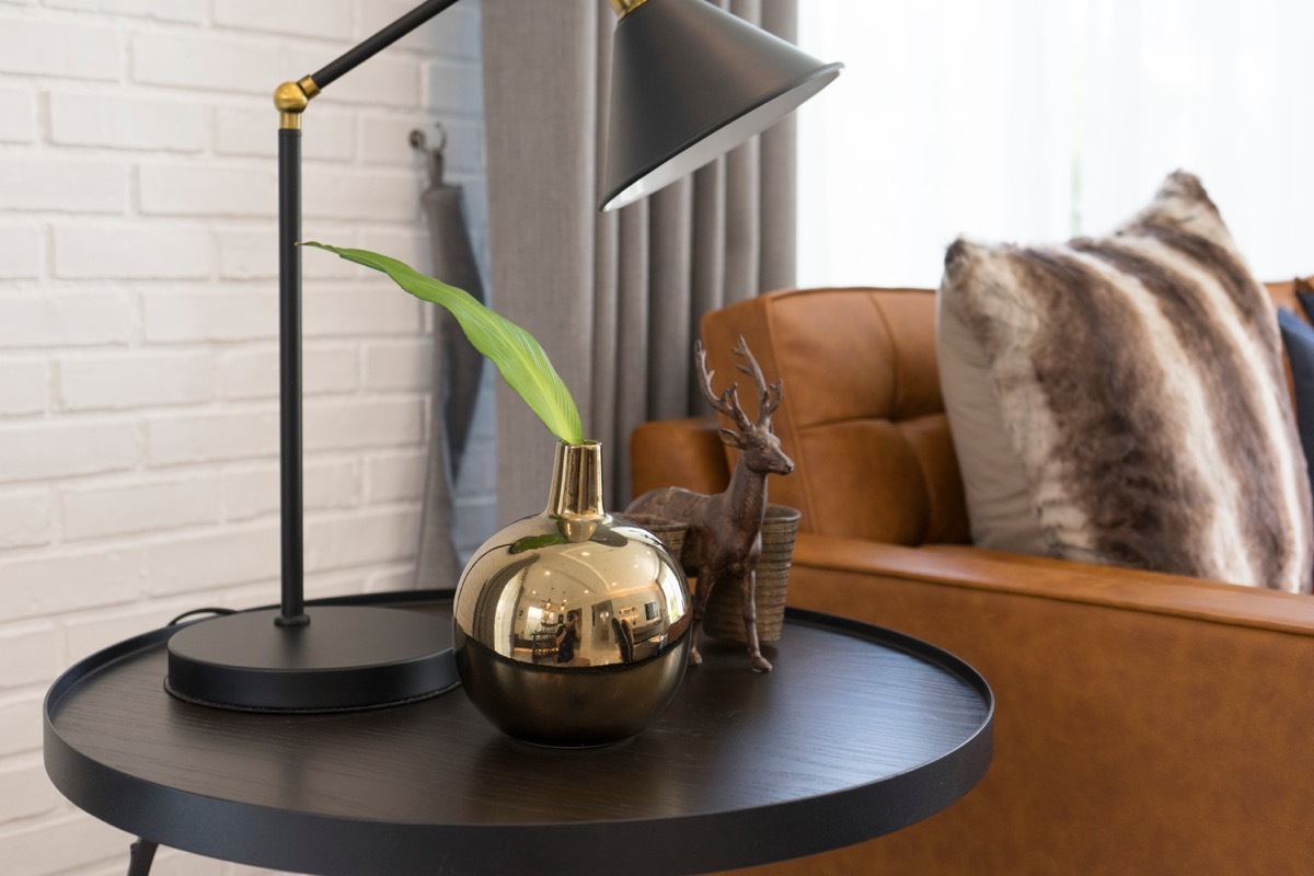 black side table in a living room