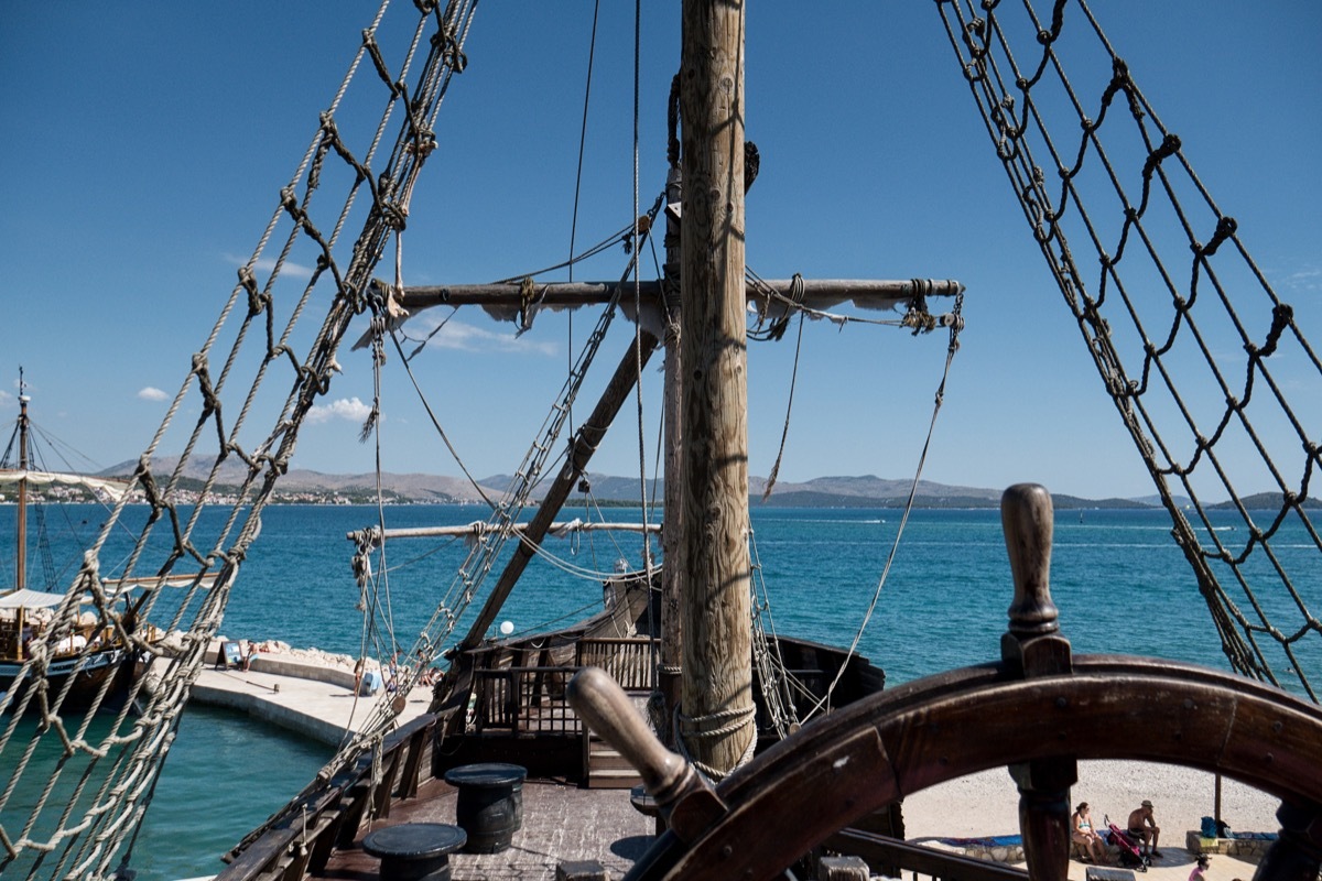 pirate ship hull on the water