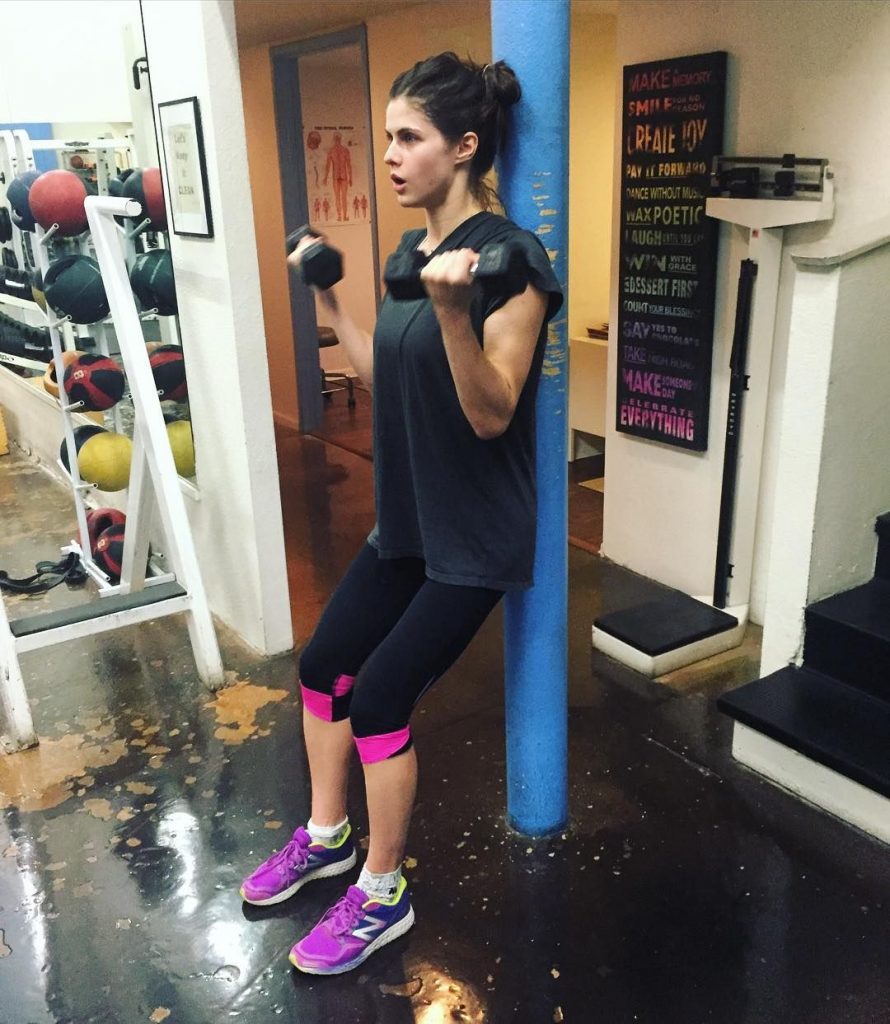 Working out. | Everything You need to Know about Alexandra Daddario | Her Beauty