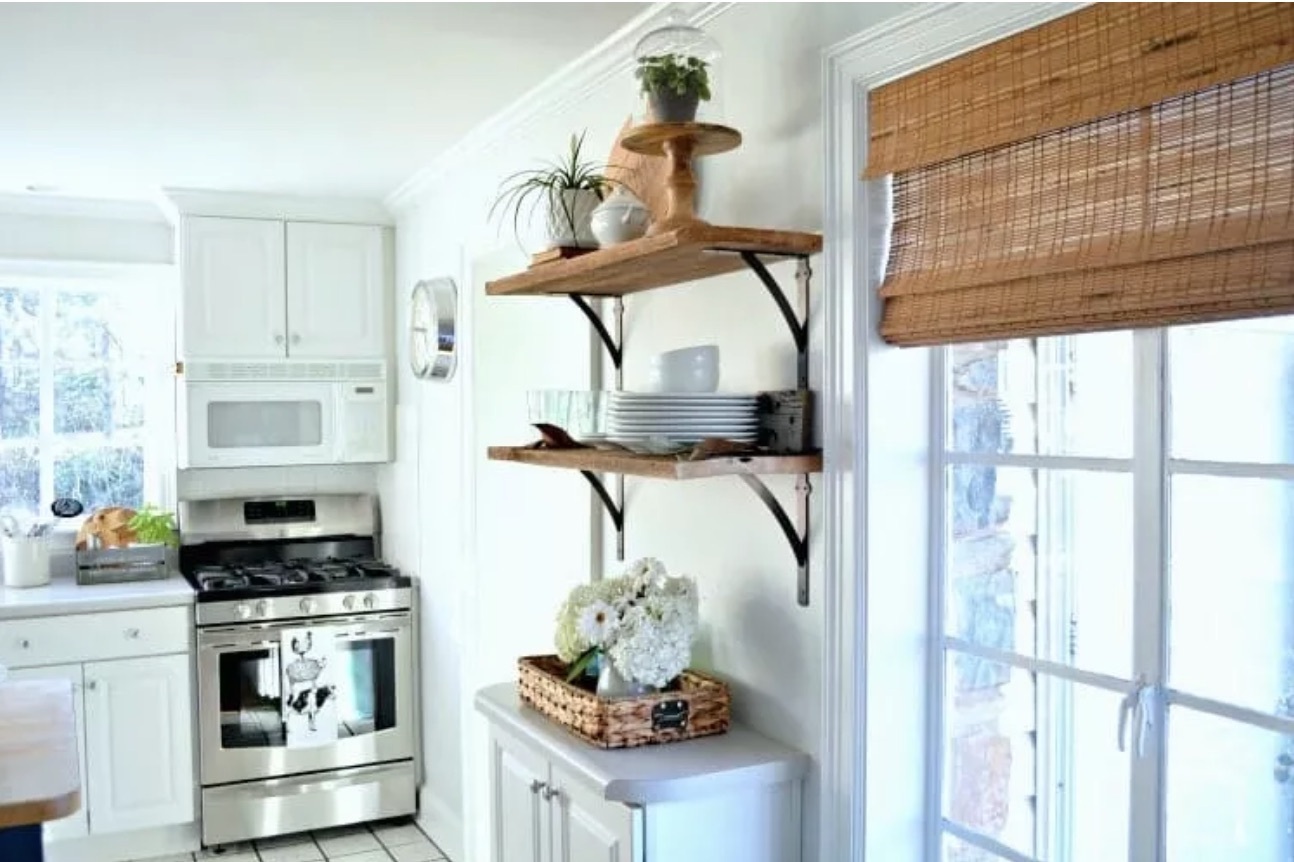 diy wood kitchen shelving