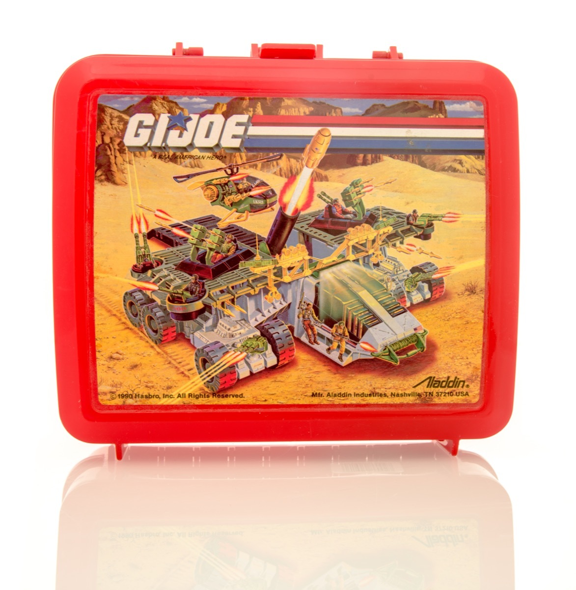 Winneconne, WI - 6 April 2016: Plastic lunch box featuring G.I. Joe on an isolated background. - Image