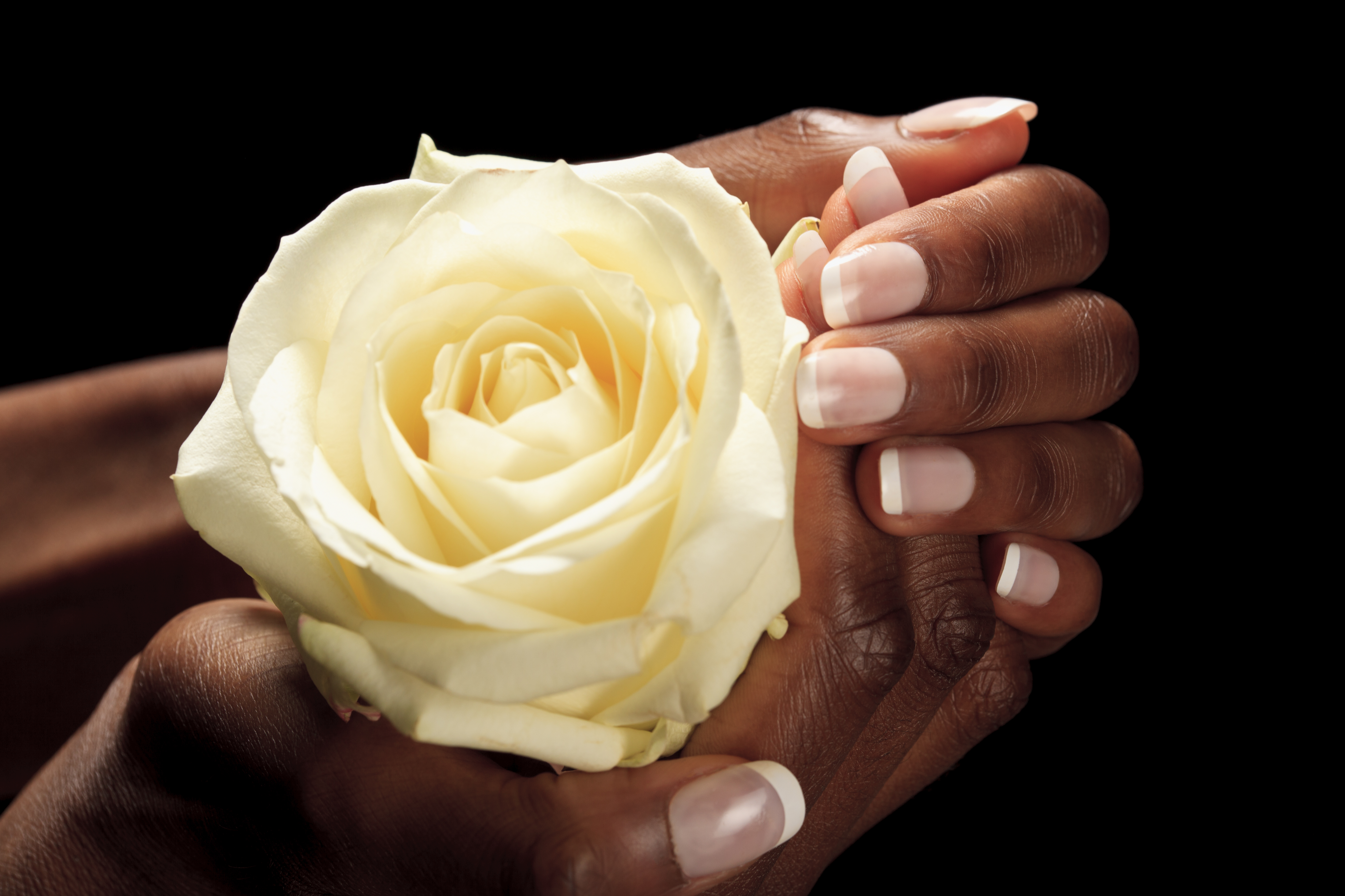 French manicure on black