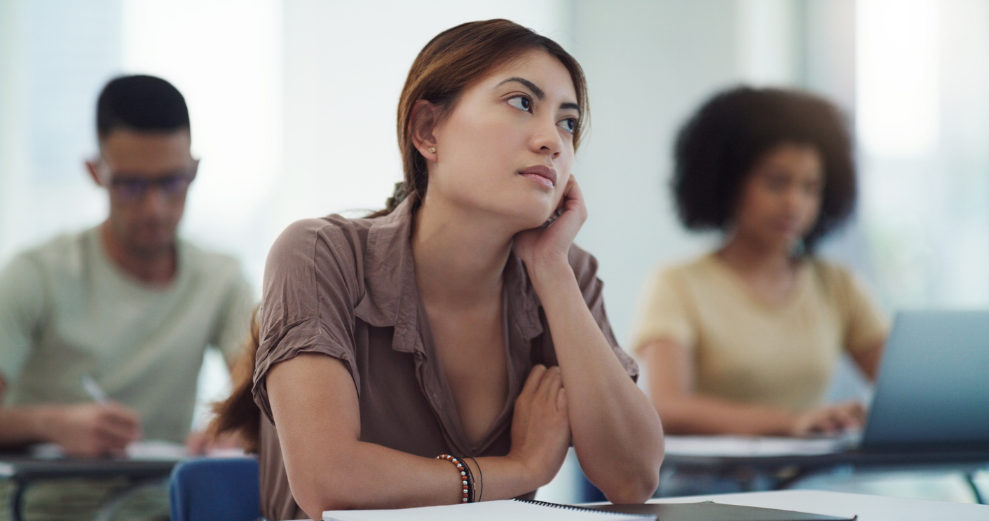 Student having trouble listening in class.