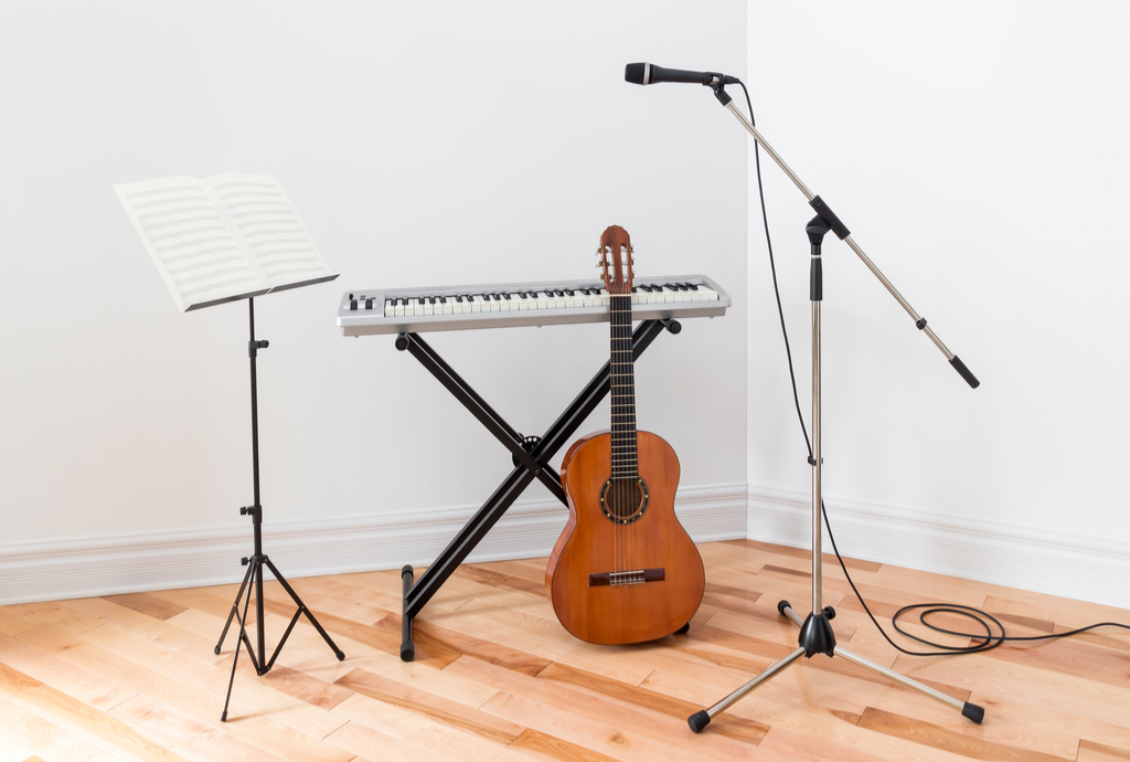 Musical Instruments in Corner Dorm Room