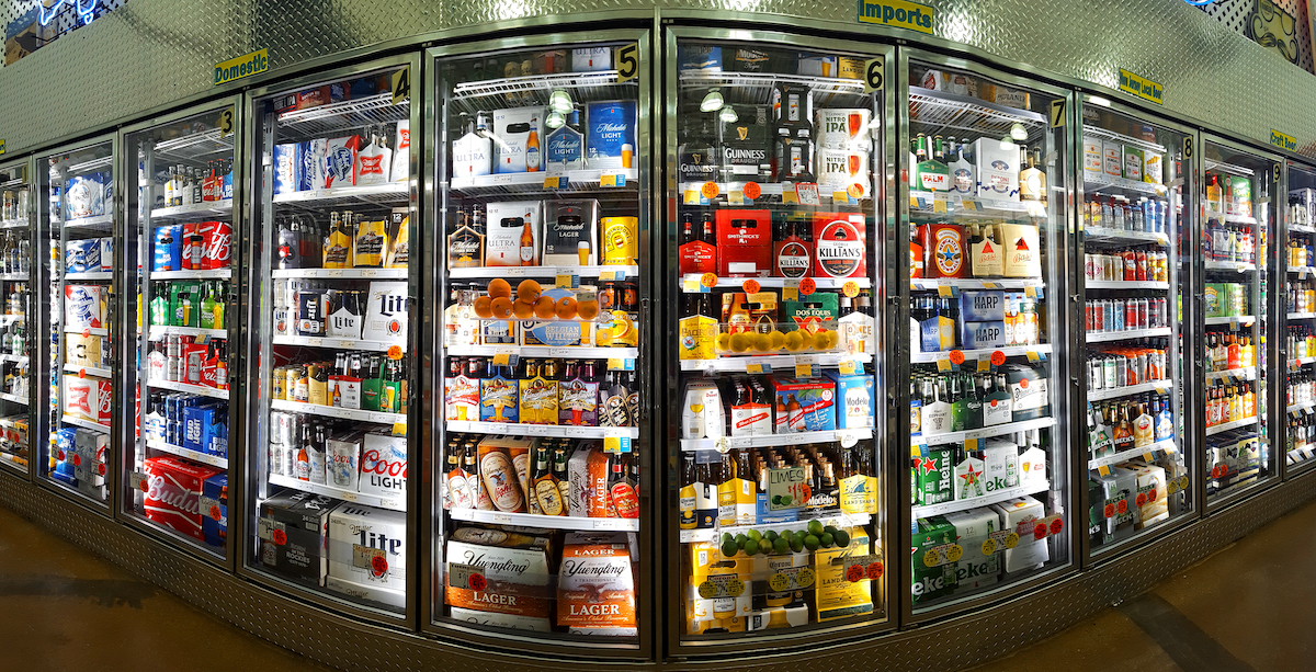 Beer fridge at retail store