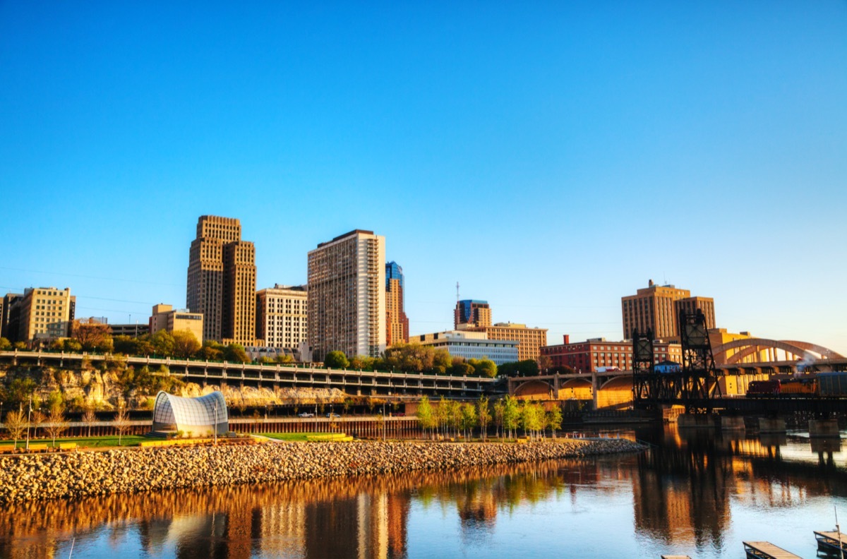 building and lakes in downtown St. Paul, Minnesota