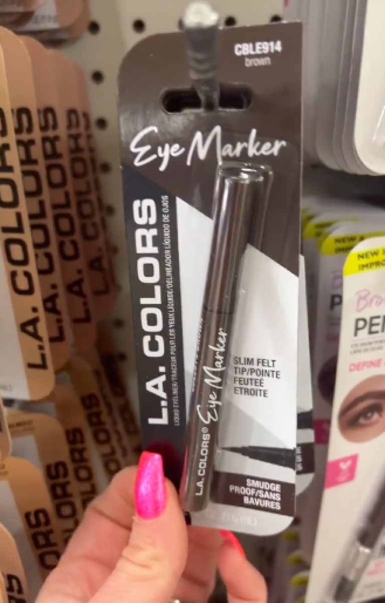 still from TikTok of felt eye markers being sold at Dollar Tree