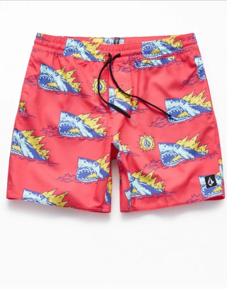 shark-print swim trunks, cheap swimsuits