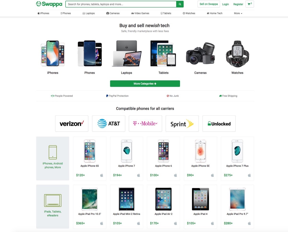 Screenshot of Swappa Website {Save Money on Electronics}