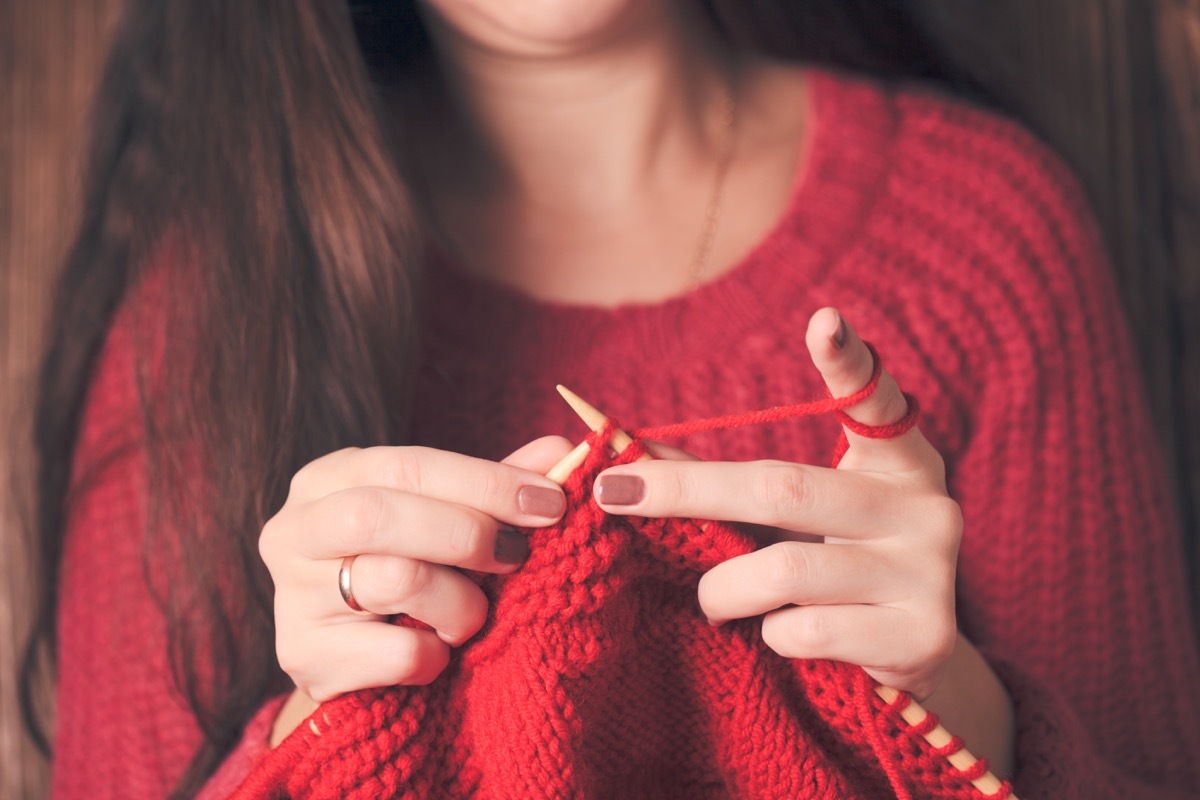 Woman knitting