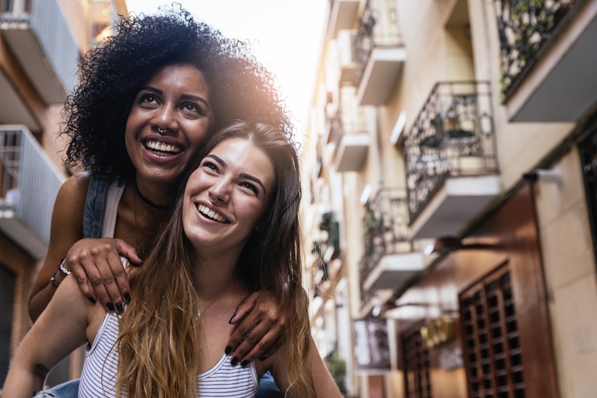 Couple in love smiling