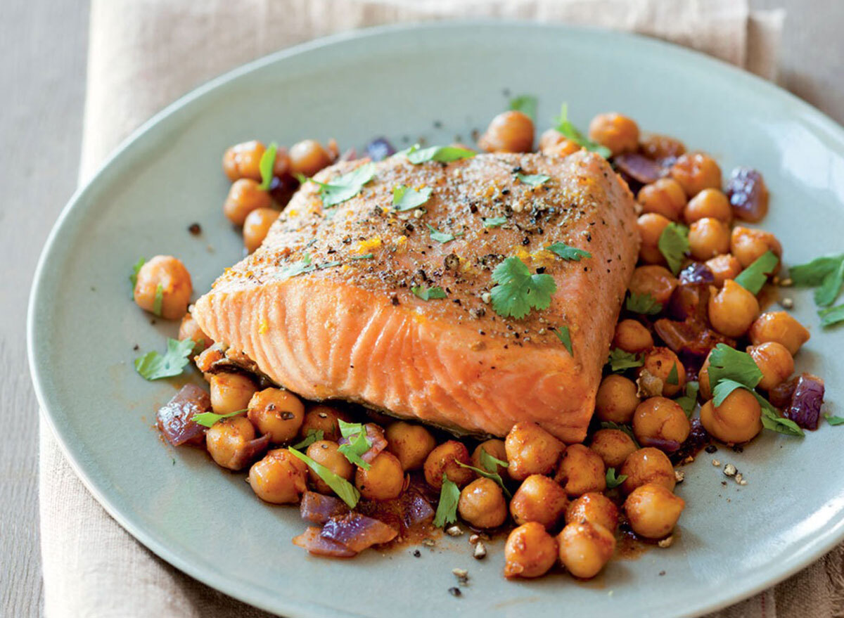 roast salmon with chickpeas