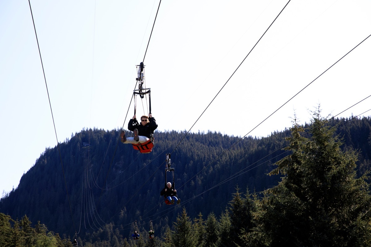 zip lining in strait point Alaska