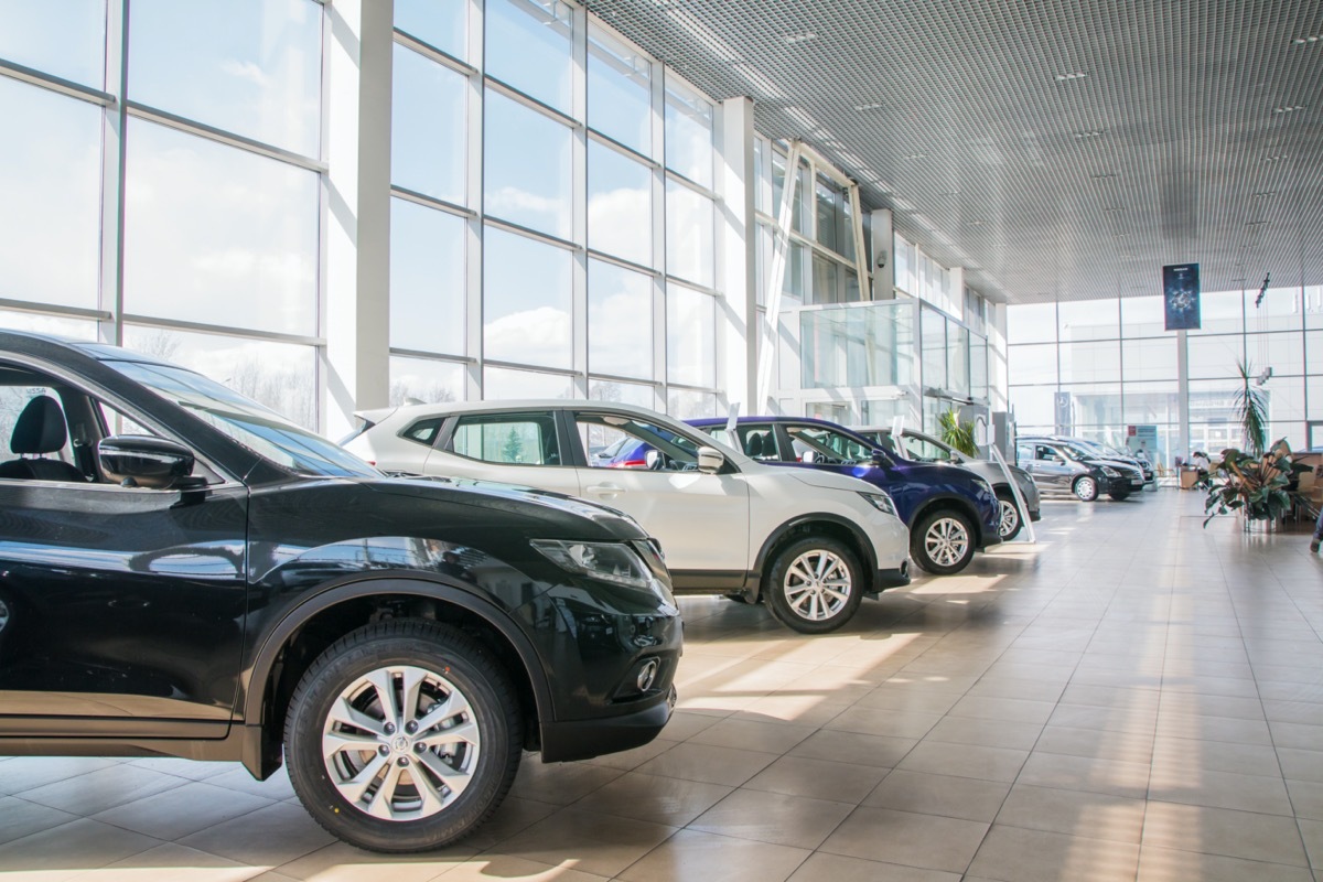 Showroom and car of dealership