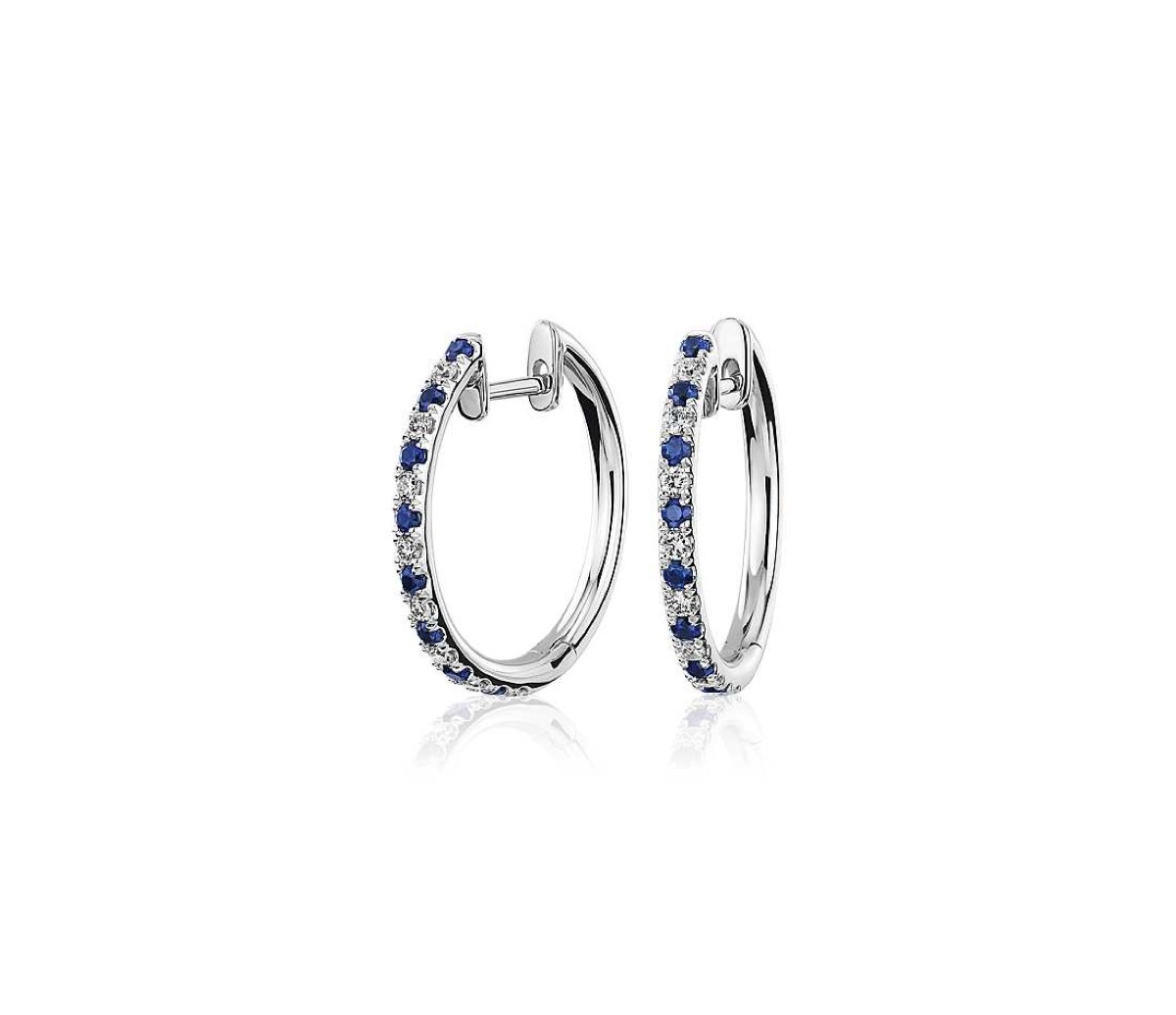 Sapphire and diamond hoops