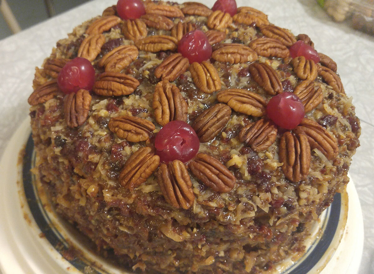 lane cake pecan cherry garnish