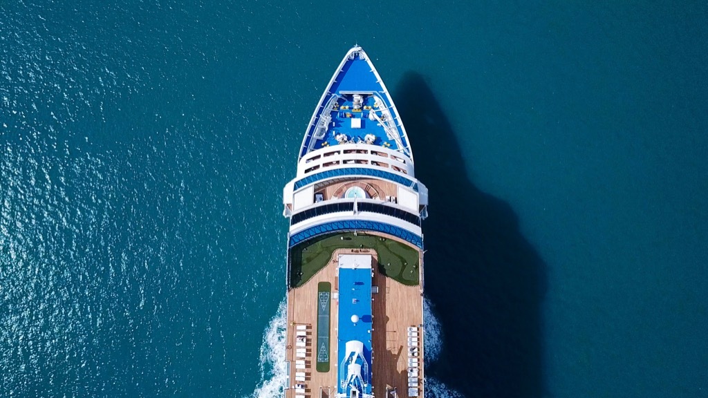 Aerial view of cruise ship