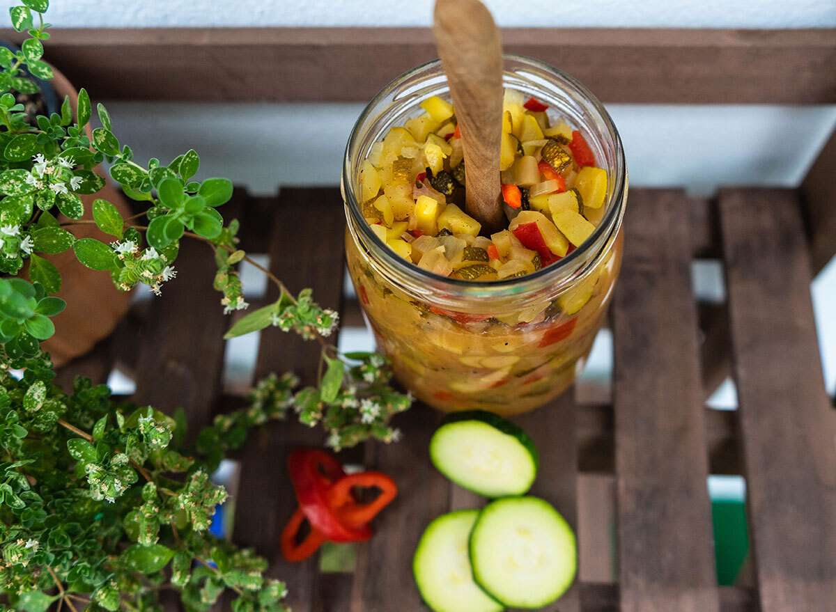 zucchini salsa in jar