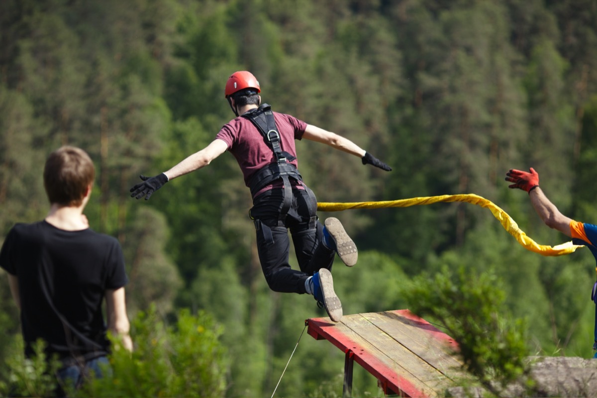 Man Bungee Jumping