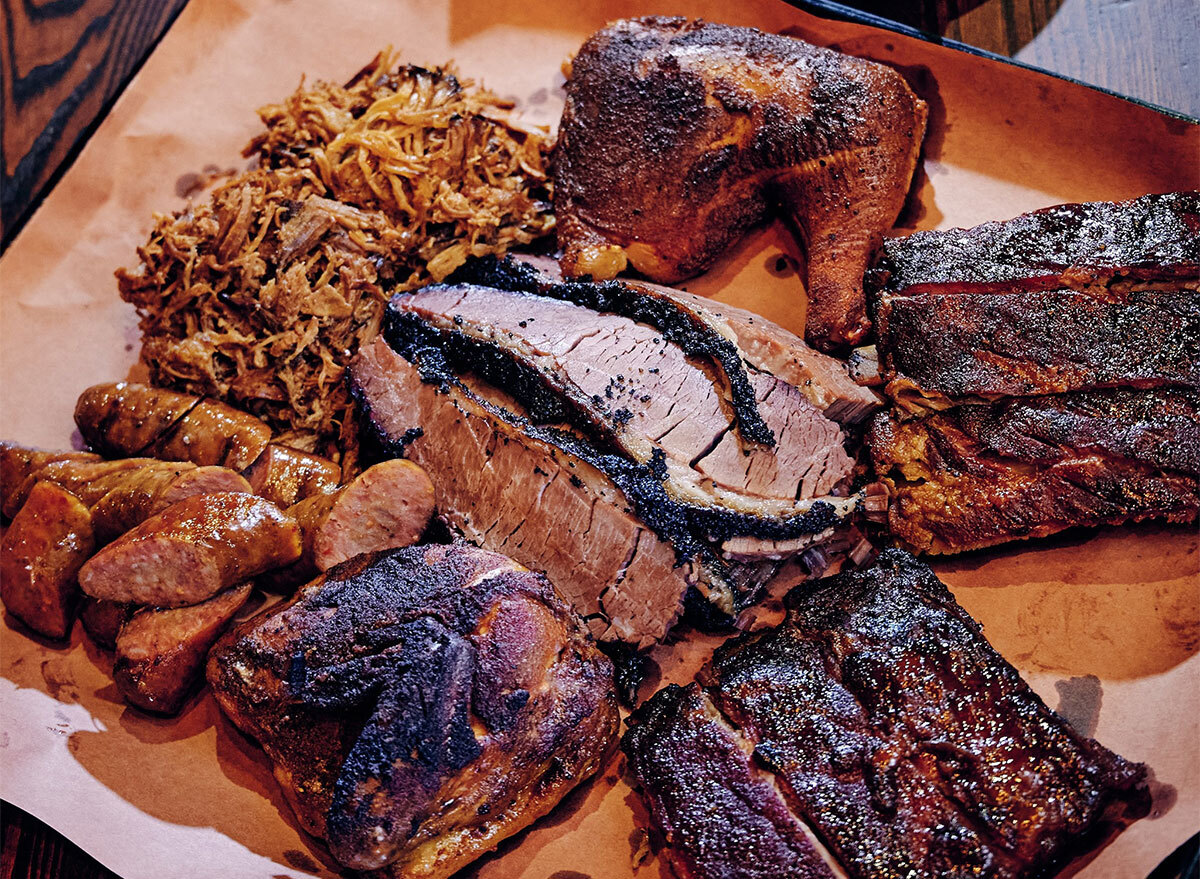 platter of brisket bbq