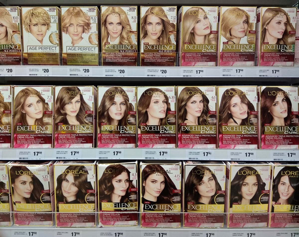 Hair dye boxes. 