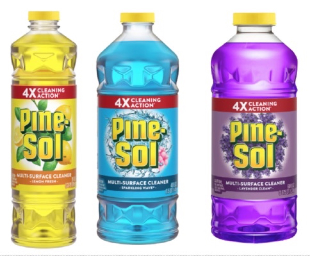 A lineup of Pine-Sol bottes