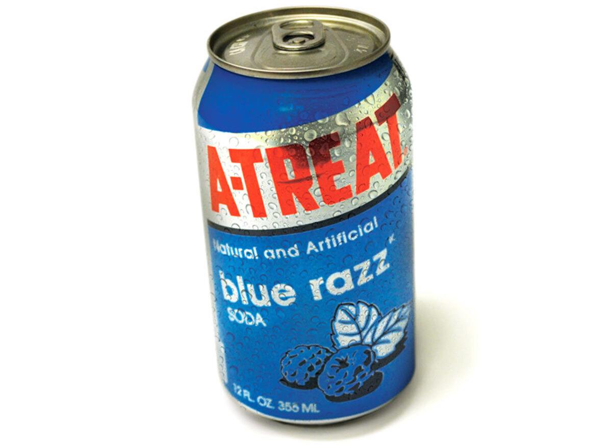 a treat blue razz soda can