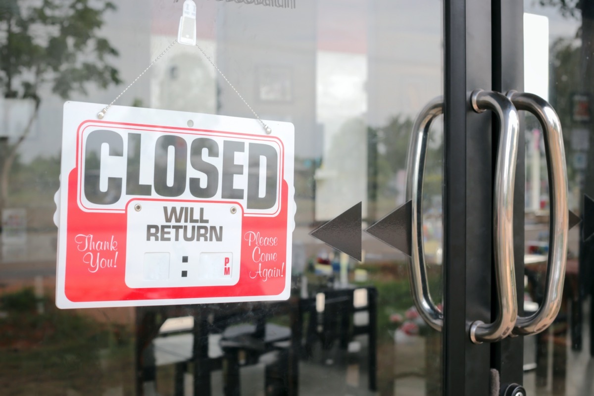 Sign closed in restaurant blank for fill time.