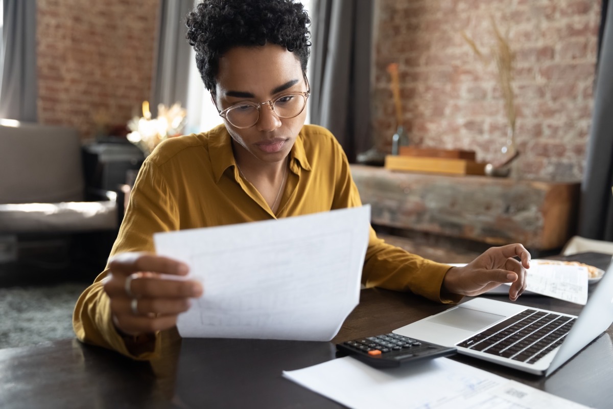 woman checking credit report