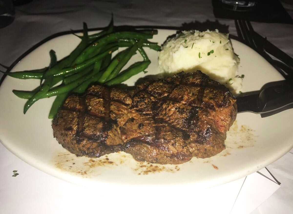 bonefish grill filet mignon with sides on plate