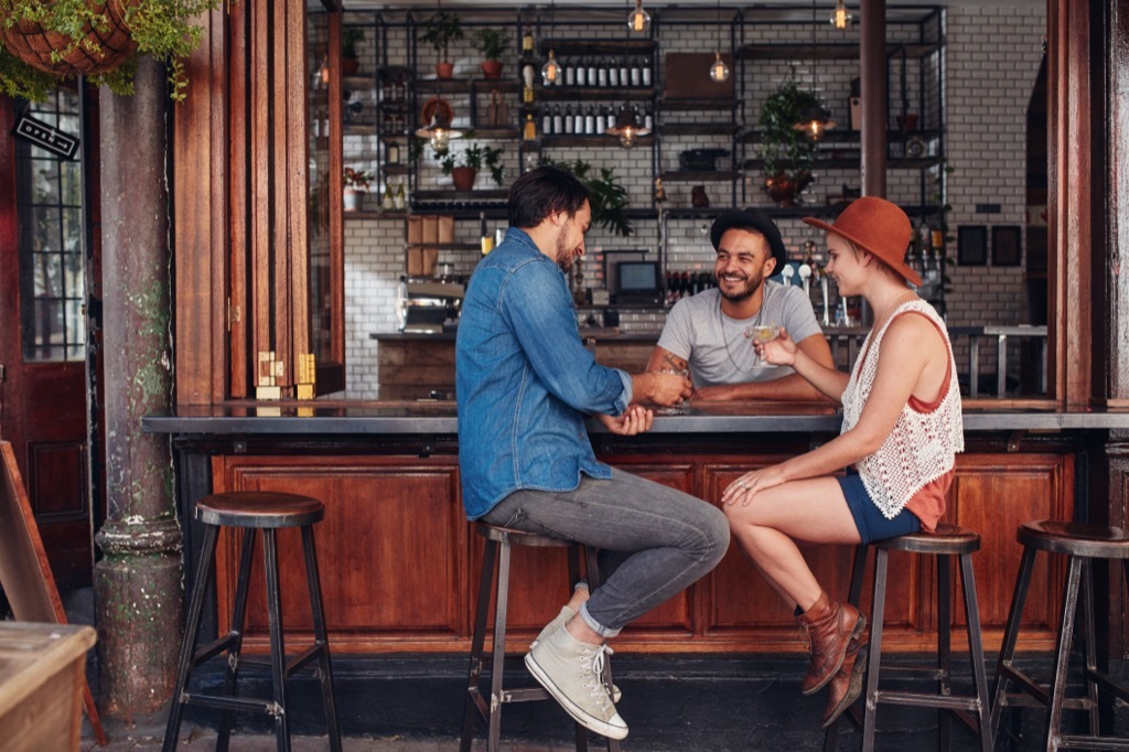 People sitting at the bar, restaurant