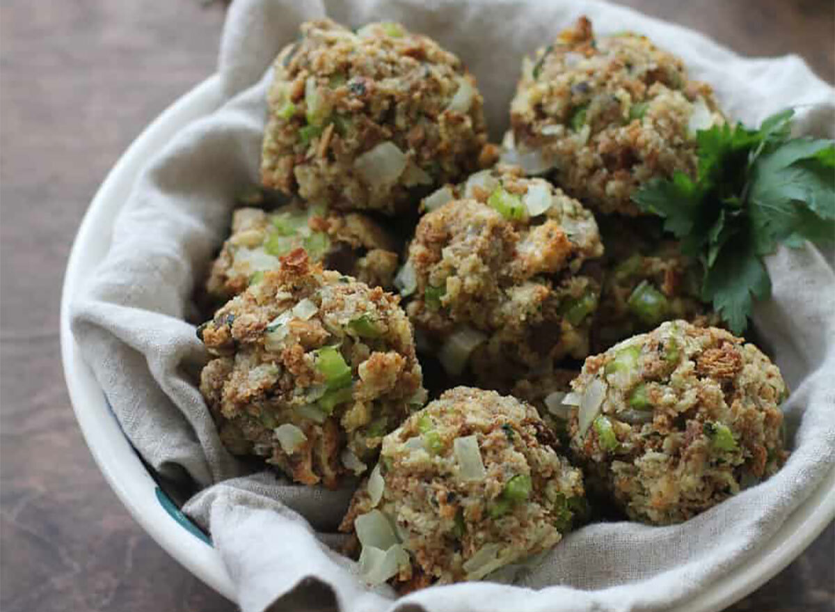 stuffing balls in serving basket