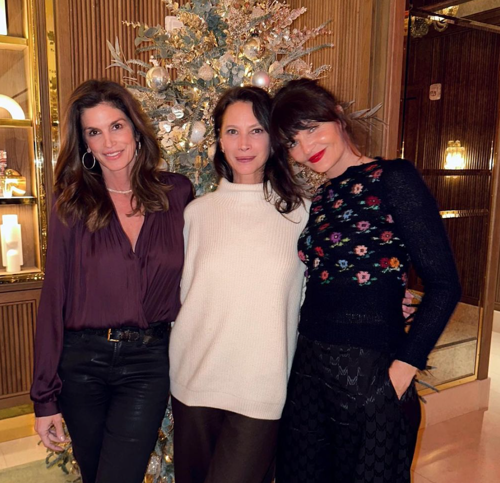 Cindy Crawford, Christy Turlington, and Helena Christensen in a December 2022 Instagram