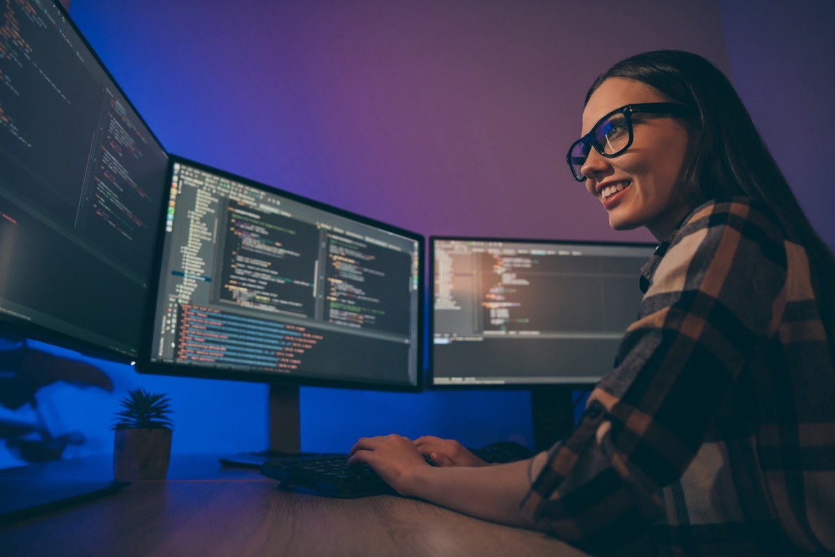 Girl Working on Computer Code